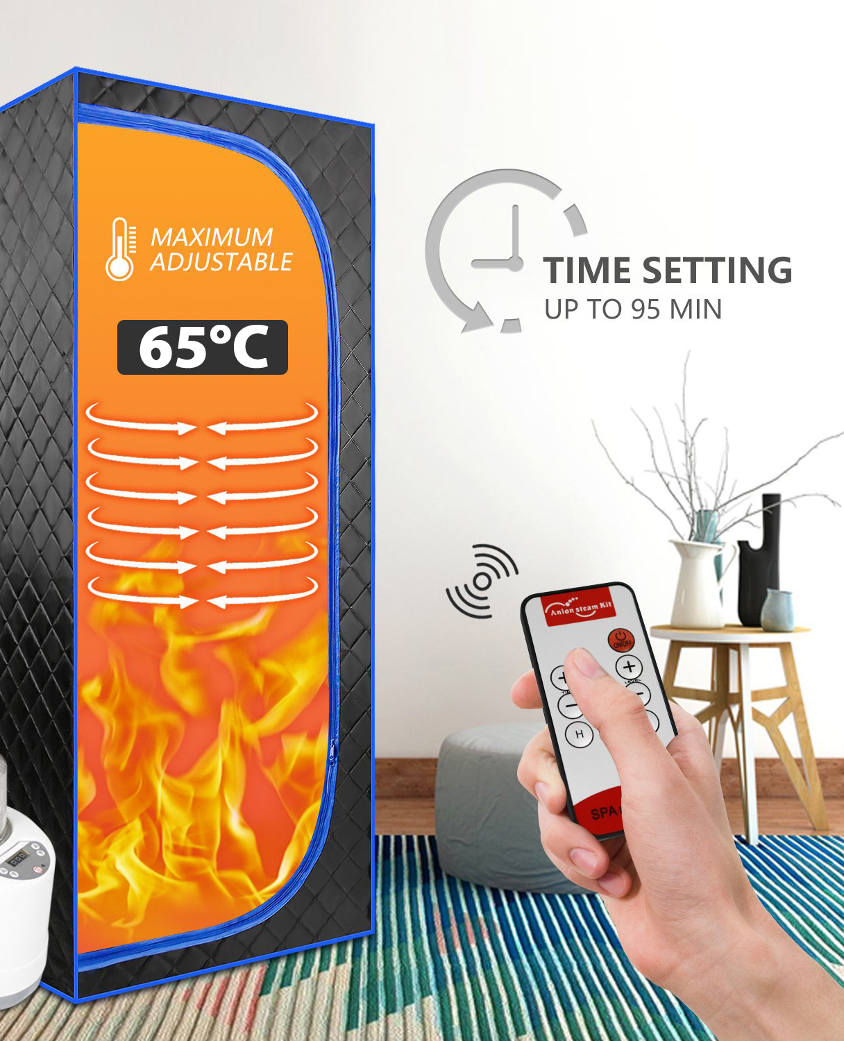 VSauna 2.0 Ολόσωμη Φορητή Ατομική Σάουνα - Χαμάμ Ατμού με Ισοθερμική Αδιάβροχη Καμπίνα & Τηλεκοντρόλ - Portable Steam Sauna Μαύρο VSauna 2.0 Ολόσωμη Φορητή Ατομική Σάουνα - Χαμάμ Ατμού με Ισοθερμική Αδιάβροχη Καμπίνα & Τηλεκοντρόλ - Portable Steam Sauna Μαύρο