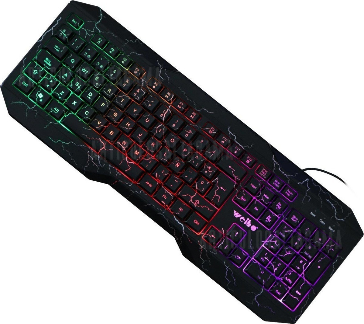 Weibo Ενσύρματο USB Αγγλικό Μαύρο Πληκτρολόγιο με RGB Φωτισμό και Ρυθμιζόμενη Κλίση Weibo Ενσύρματο USB Αγγλικό Μαύρο Πληκτρολόγιο με RGB Φωτισμό και Ρυθμιζόμενη Κλίση