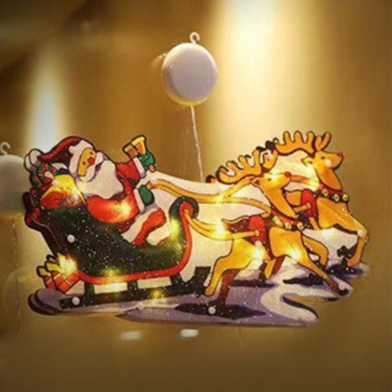 Χριστουγεννιάτικη Κρεμαστή Φιγούρα Αγιος Βασίλης σε Ελκυθρο με Ελάφια με Μπαταρία και Βεντούζα 9 LED Χριστουγεννιάτικη Κρεμαστή Φιγούρα Αγιος Βασίλης σε Ελκυθρο με Ελάφια με Μπαταρία και Βεντούζα 9 LED