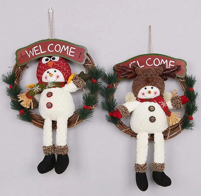 Χριστουγεννιάτικο Διακοσμητικό Στεφάνι Welcome με Φιγούρα Πάνινο Χιονάνθρωπο 48cm Χριστουγεννιάτικο Διακοσμητικό Στεφάνι Welcome με Φιγούρα Πάνινο Χιονάνθρωπο 48cm