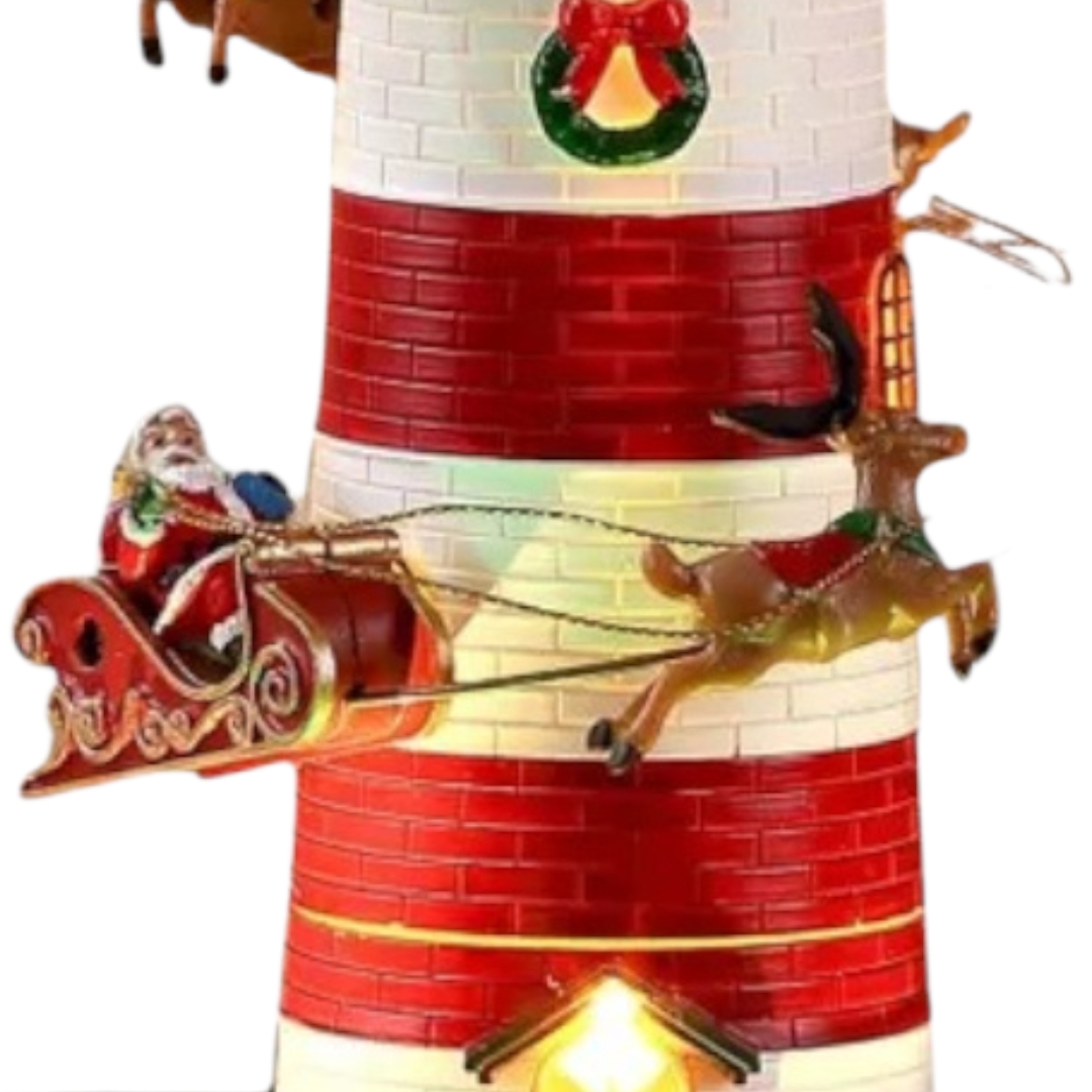 Χριστουγεννιάτικος Φάρος με Κινούμενους Ταράνδους, LED Φωτισμό & Μουσική Χριστουγεννιάτικος Φάρος με Κινούμενους Ταράνδους, LED Φωτισμό & Μουσική